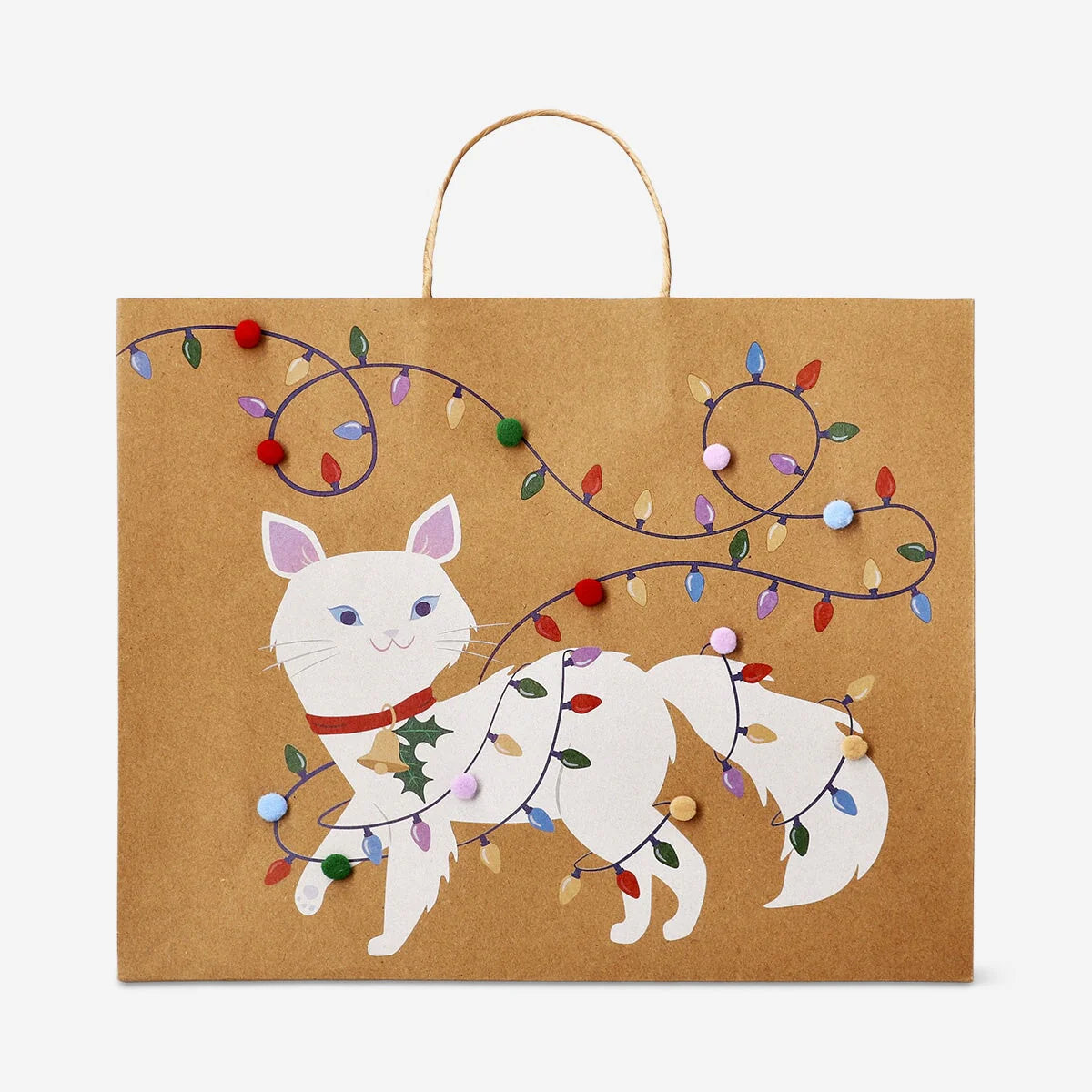 Gift bag with pom pom cat - 34 cm