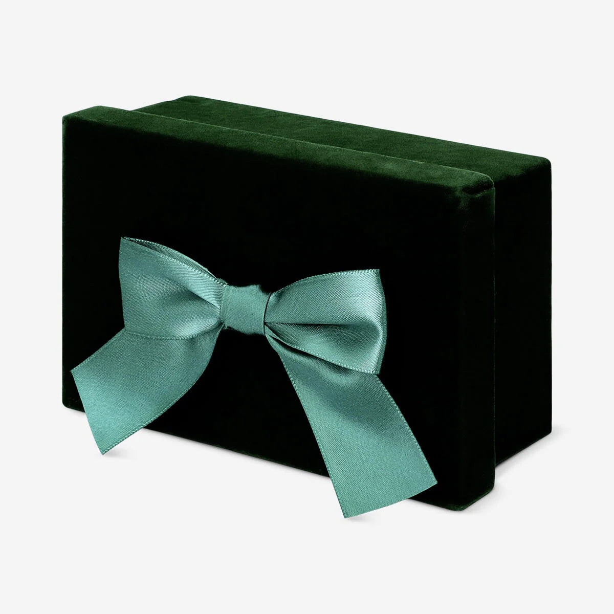 Green velvet gift box with ribbon - 15 cm